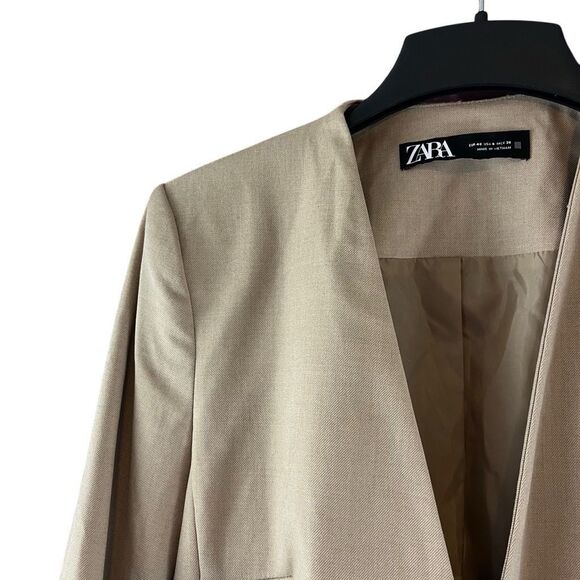 Zara Tan Single Button Blazer Jacket Size 8 Style 275334070440 - Picture 4 of 6